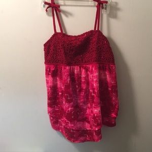 Justice Pink Tank Top Shirt Spaghetti Crochet